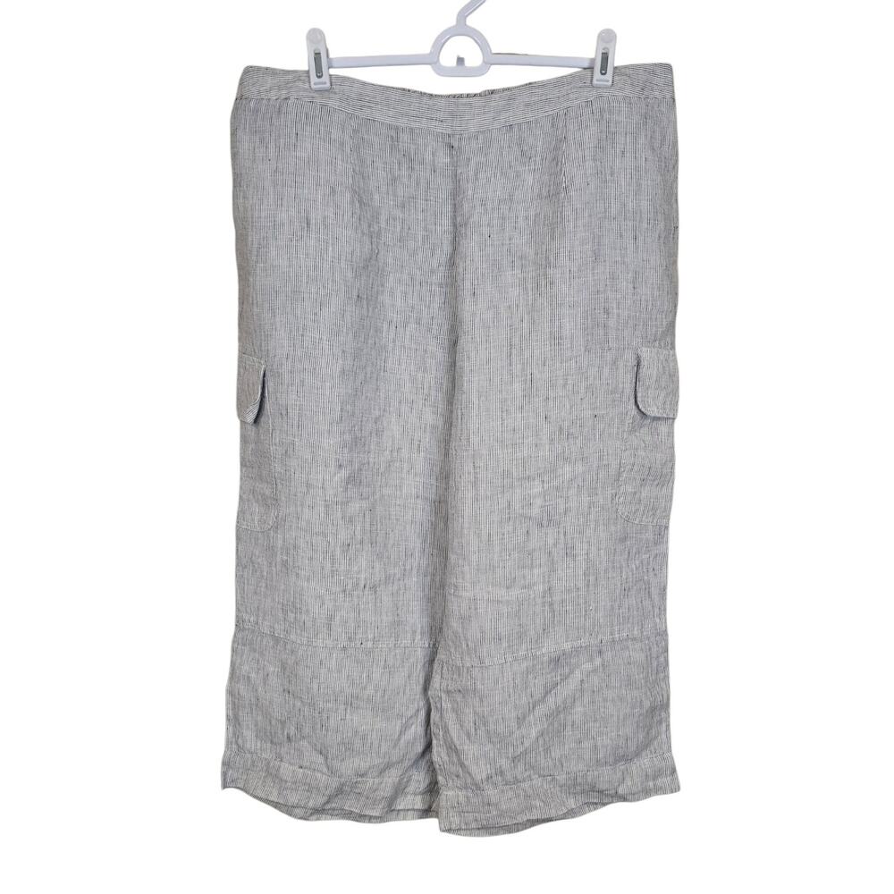 Women's Jones New York White w/ Navy Blue Linen Capri Pants | Size XL